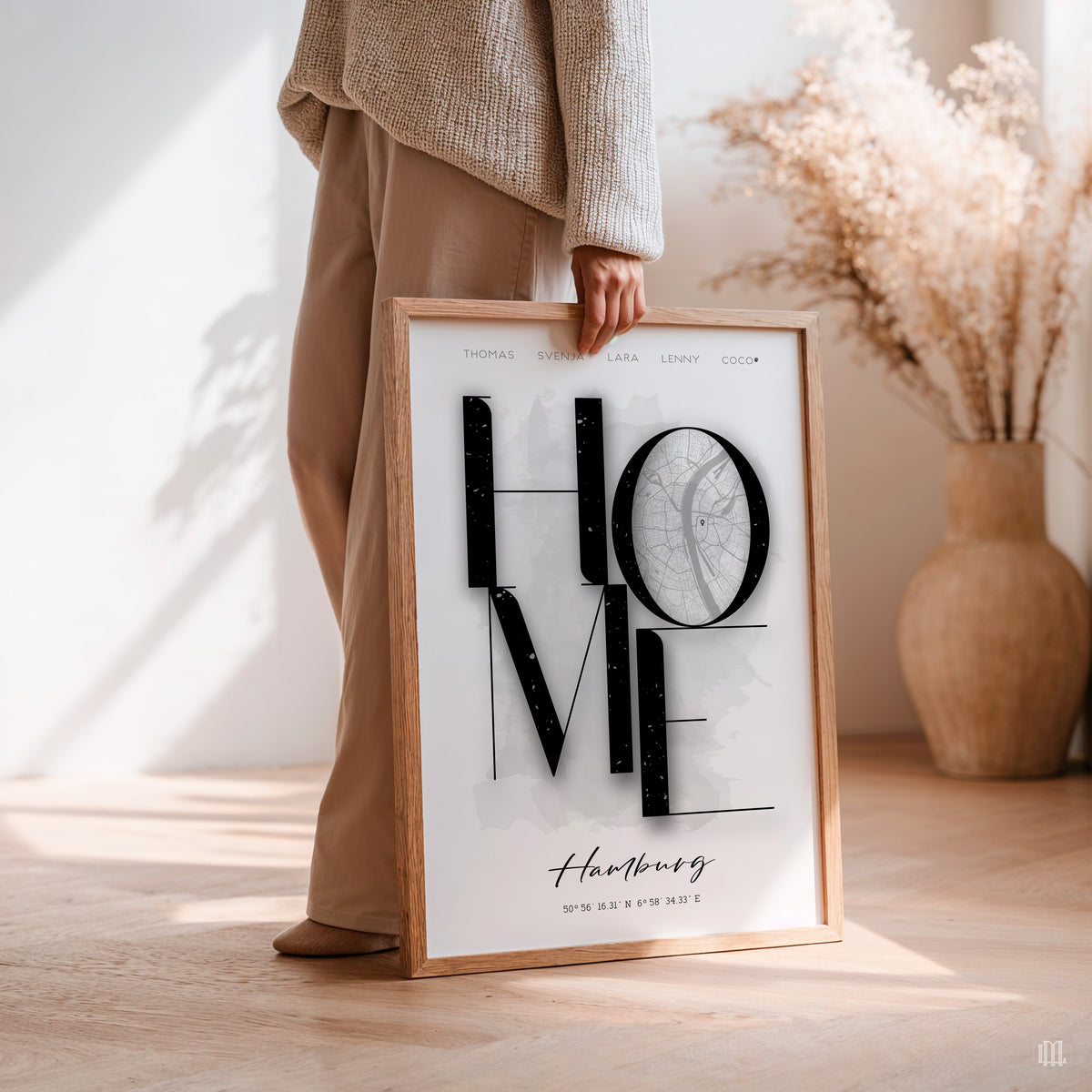 Personalisiertes HOME-Kartenposter als Geschenkidee
