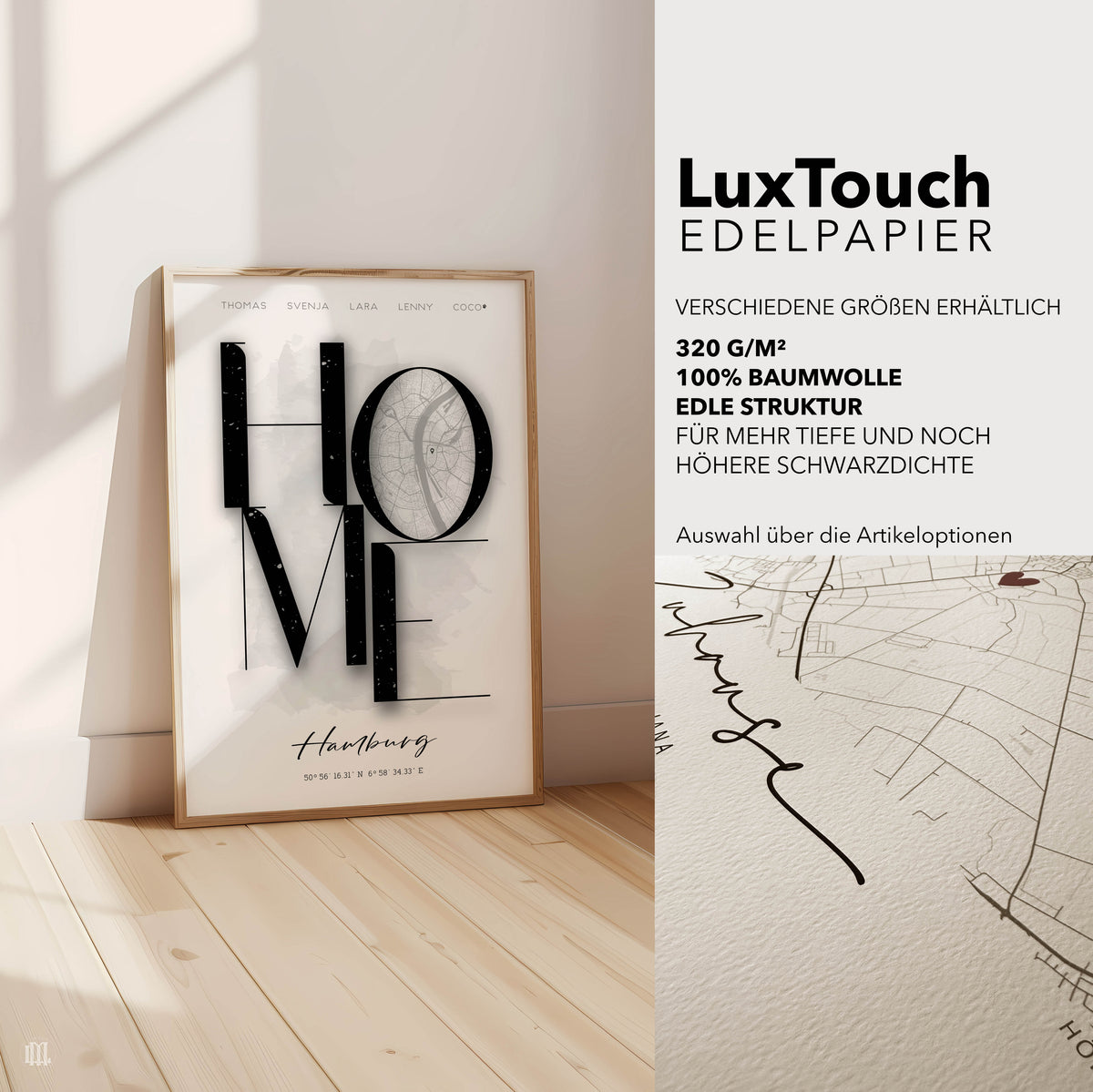HOME-Kartenposter mit Namen und Adresse