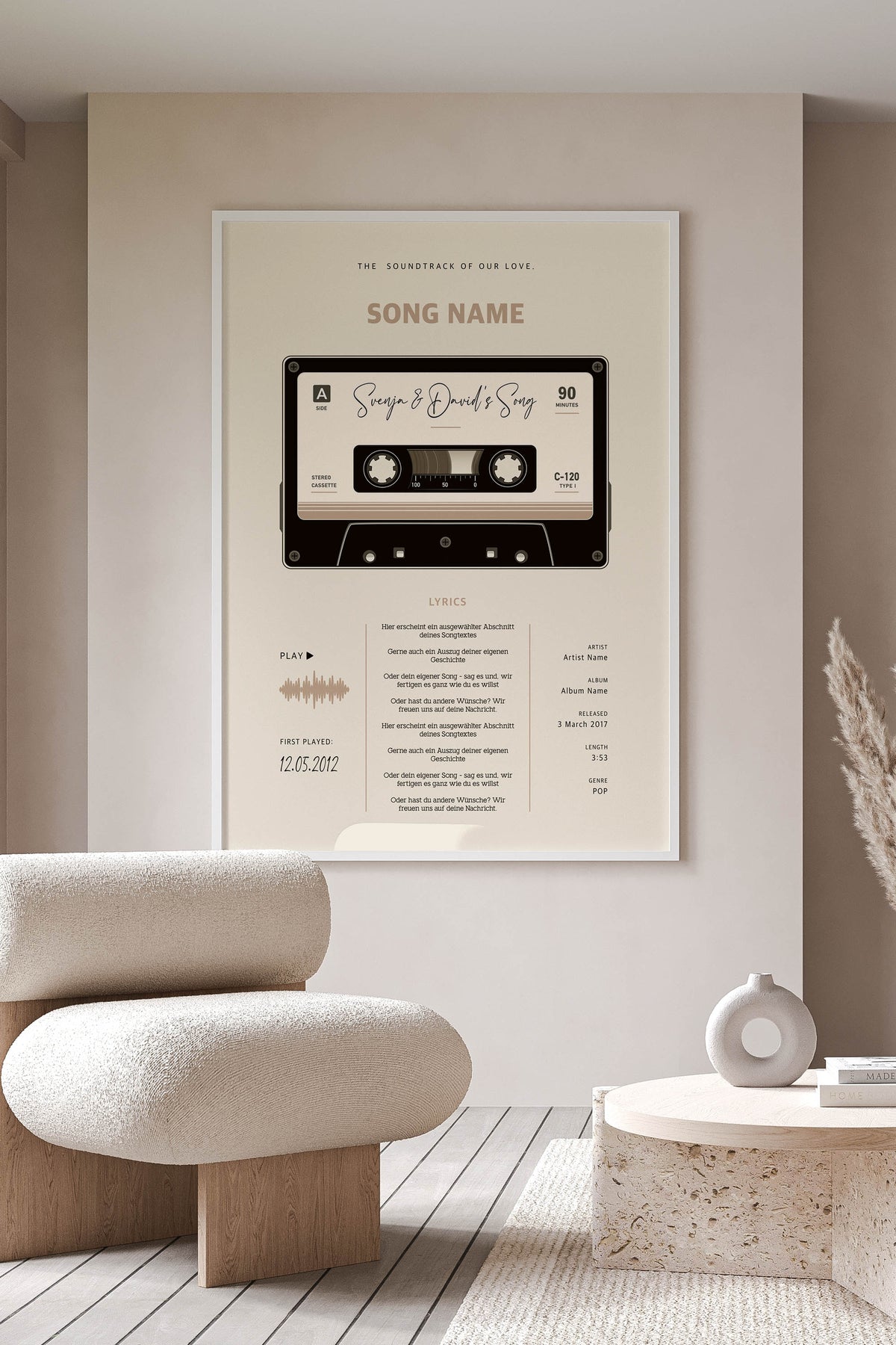 Personalisiertes Songposter im 90er-Kassetten-Look – Ansicht 3