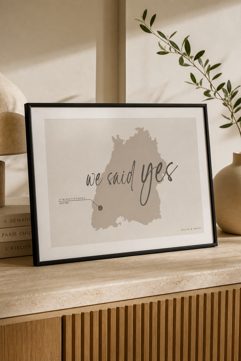 Personalisiertes Ortsumriss-Poster mit Wunschort – Ansicht 3